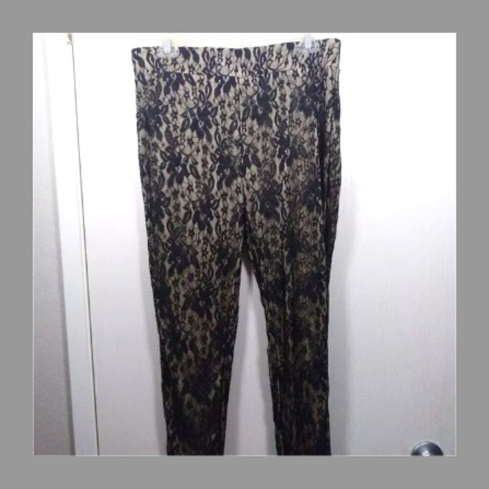 Metaphor Black Nude and Lace Leggings Size: L